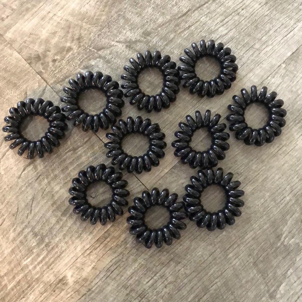 10 Pack of Phone Cord Hair Ties-Color Black